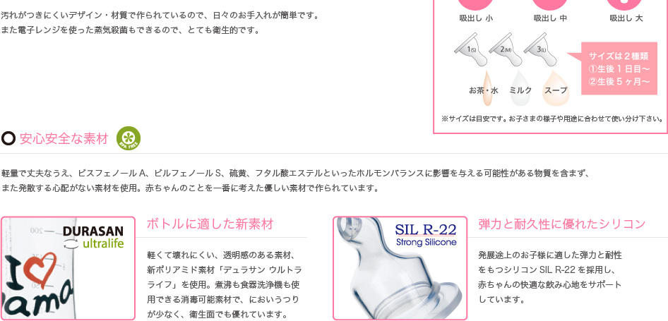 bibiのミルクボトルの機能性